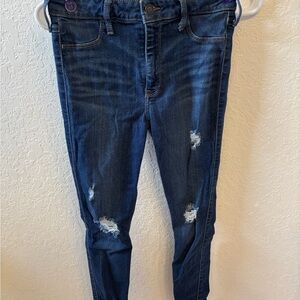 Hollister Dark Blue Distressed Skinny Jeans